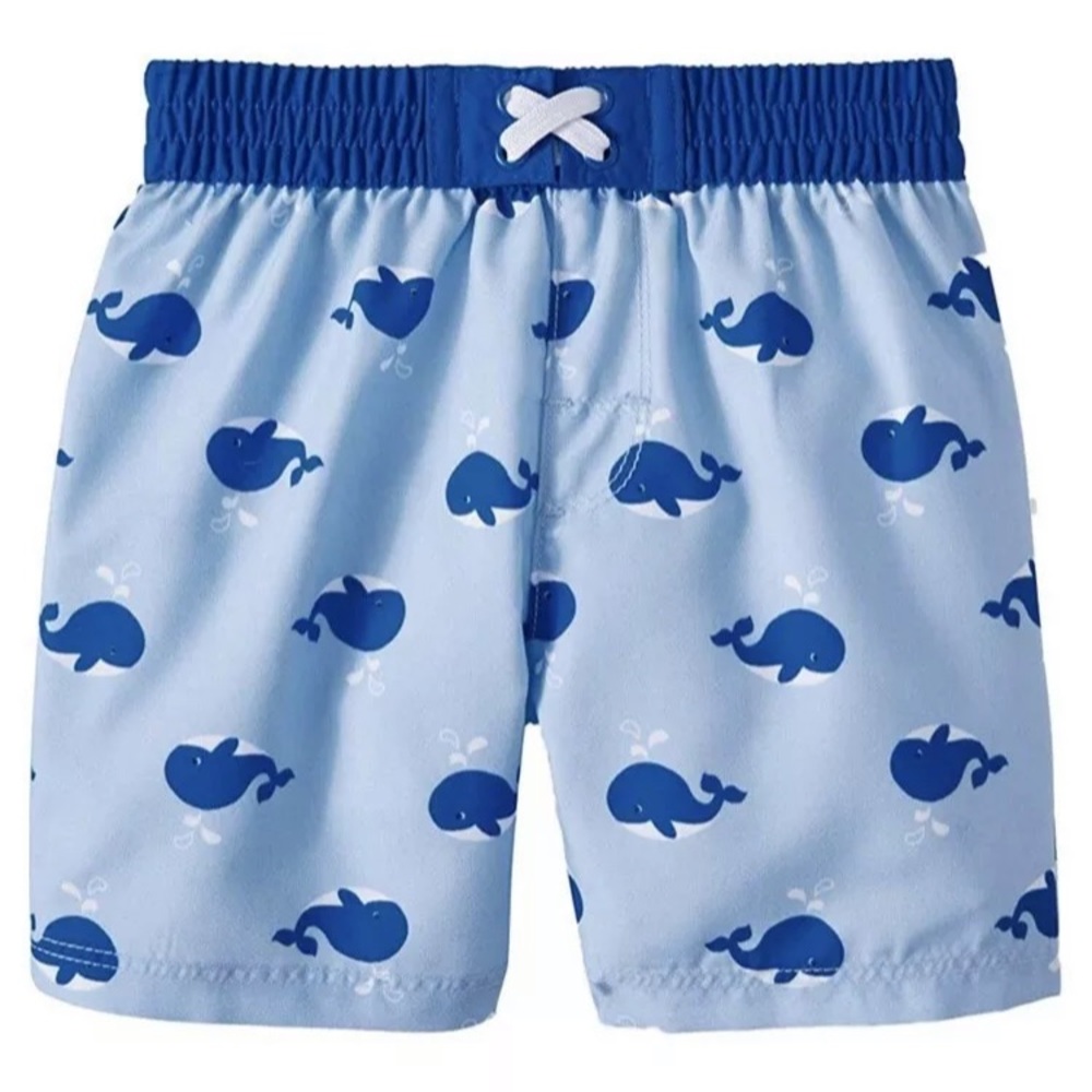 Blue Whales Swim Trunks Toddler Boys Size 0/3 M